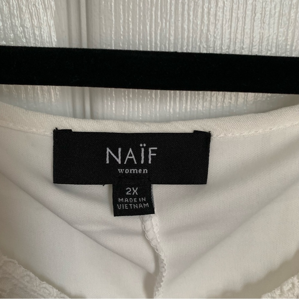 NAÏF 2x cold shoulder lined gauzy off white dress. Never worn. NWOT - Picture 4 of 5